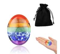 1Pcs Thumb Worry Stone for Anxiety Relief, Oval Natural Crystals, 7 Chakra Healing Crystal Gifts for Stress Relief Meditation Reiki Emotional Balance Room Decor