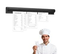 1Pcs Ticket Holder,30cm Order Holders,No Drill Restaurant Order Ticket Holder,Wall-Mounted Alumium Display Rail Rack to Hold Orders Tabs Papers,Tab Grabber for Catering,Cafes,Home Kitchen(Black)