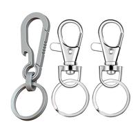 1pcs Titanium Carabiner Keychain Clip and 2Pcs Lobster Clasp Keychain Clips,Utility Keyring Carabiner Clip,Multifunctional Carabiner Keychain for Camping Hiking(gray+silver)