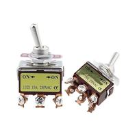 1PCS,Toggle Rocker Button Switch,2/3/4/6/8/9/12 Pin,Self Reset/Self-locking,Silver Copper Pin,12mm,250V 15A IDGTTLDF(E-TEN1321)
