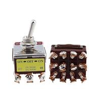 1PCS,Toggle Rocker Button Switch,2/3/4/6/8/9/12 Pin,Self Reset/Self-locking,Silver Copper Pin,12mm,250V 15A IDGTTLDF(E-TEN403)