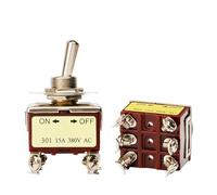 1PCS,Toggle Rocker Button Switch,2/3/4/6/8/9/12 Pin,Self Reset/Self-locking,Silver Copper Pin,12mm,250V 15A IDGTTLDF(1pcs 301 ON-OFF)