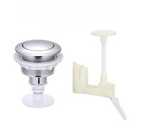 1PCS Toilet Tank Flush Button Single with Bracket Replacement for Bathroom(Silver with Stand)