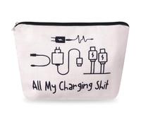 1PCS Travel Bags Printed All My Charging Stuff for Toiletries Bag with Zipper for Women Makeup Toiletry Travelling