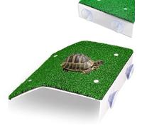 1Pcs Turtle Basking Platform with Suction Cup Tortoise Ramp Resting Terrace, Tortoise Ramp Reptile Ladder Aquarium Fish Tank Ramp Ladder Lifelike Green Turf, for Most Small Turtles