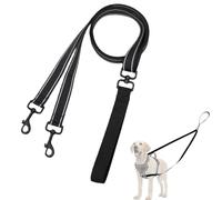1Pcs Two Point Control Dog Lead,Professional Anti-Pull Dog Lead,Reflective Stitching and Soft Padded,Easy to Convert to Single Lead (Black)