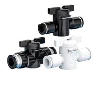 1pcs Type BUC BTC 4mm 6mm 8mm 10 12mm Pneumatic Push in Quick Joint Connector Hand Valve to Turn Switch Manual Ball Current-limiting(BTC-10(Black))