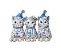 1Pcs Unisex Lovely Wear Hat Friends Cat Kitty New Year Party Brooch Pins Gifts Three Christmas Cats Brooches For Women