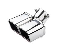 1PCS Universal Single/Double Inlet Square Exhaust Pipe Stainless Steel 63mm/2.5'' Tail Throat Car Muffler Tips Modification(Silver,Double tube)