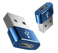 1pcs USB to USB C Adapter for i-Phone 16 15, PD 20W USB-C Type C Fast Car Charger Adapter Plug for i-Phone 14, 13, 12, 11, Sam-sung S24, S23, S22 S21 S20 & More, Type C Female to USB A Male (Blue)