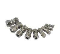 1pcs Variable D3mm~D22mm Pipe OD Double Ferrule Tube Straight Compression Fitting Coupler SS 304 Stainless Steel Connector(D16mm) Brass Hose