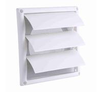 1Pcs Ventilation Grill, Plastic White Louvre Air Vent Grille with Fly Screen Air Vent Grille Cover 3 Flaps Wall Duct Ventilation Grill Ceiling and Wall Vents Cover with Net (20x20CM)