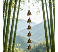 1PCS Vintage Brass Hanging Bells, Rustic Wind Chimes Home Decor | Easy to suspend design, creates soft soothing sounds, suitable for garden, balcony, window