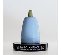 1PCs Vintage Ceramic Lamp Holder E27 Lamp Base with Cord Grips, Industrial Porcelain Lamp Socket - Blue
