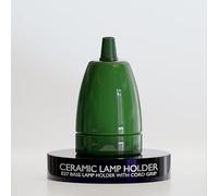 1PCs Vintage Ceramic Lamp Socket E27 Base Lamp Holder With Cord Grips, Industrial Porcelain Lamp Light Bulb Holder - Green