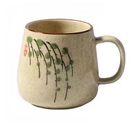 1pcs Vintage Coffee Mug Unique Japanese Retro Style Ceramic Cups, 380ml Kiln Change Clay Breakfast Cup Creative Gift for Friends Cups Includes lid and Spoon