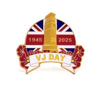 1Pcs VJ Day 80th Anniversary Pin Badge,VJ Day Accessories 1945-2025 15 August Victory Over Japan Badge Brooch,Lest We Forget Red Poppy Union Jack Flag Brooch Pin for 80th VJ-Day Memorial Celebrations