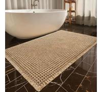 1Pcs Waffle Bath Mat Non Slip Beige-Brown Bathmat Anti Slip Bathroom Mat Quick Dry Bath Mat Set Anti Mould Absorbent Machine Washable Bathroom Floor Mats Shower Mat Accessories (1xBrown-60x90cm)