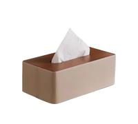 1Pcs Walnut Tissue Box, Solid Wood With Leather Accent For Living Room & Dining Table For Living Room(Grey)