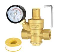 1pcs Water Pressure Regulator 3/4In with Gauge, Adjustable Water Pressure Reducing Valve for Water Pressure Regulator DN20