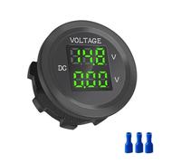 1pcs Waterproof Dual Voltage Three-Digit Mini Round Waterproof LED Panel Digital Voltmeter Tester Monitor Display Voltmeter(Green)