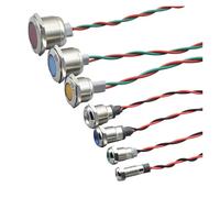 1pcs Waterproof IP67 Metal LED Warning Indicator Light Signal Lamp Wire 3V 5V 12V 24V 110V 220V 6/8/10/12/16/19/22mm(Blue,6MM_12-24V)