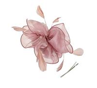 1pcs Wedding Headpiece, Feather Headband, Flower Headpiece, Ladies Wedding Hat, Elegant Headgear for Party Reception (Pink)
