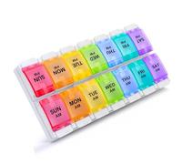1Pcs Weekly Pill Box Organizer, Weekly Pill Box 7 Days with Separate Compartments, Easy to Open Pill Boxes 7 Days 2 Times a Day with Button Pop-Up Design, Medicine Storage Box for Work, Travel