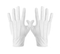 1Pcs White Gloves Fancy Dress, Reusable Long White Gloves, White's Cotton for Honor Guard, White‘s Silk Glove for Catering Waiters, Marching Band, Housekeepers, Hostesses, Drivers, Etc.