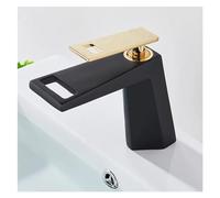 1PCS White Polished Waterfall Basin Single Handle Single Hole Bathroom Mixer Washbasin Ceiling Mount(Black Gold)
