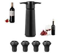 1pcs Wine Saver Vacuum Pump with 4 Stoppers,Wine Preserver,Bottle Stopper,Reusable Bottle Sealer Keeps Fresh,Wine Stoppers Wine Preservation Tool for Wine Bottles,Beer Champagne Sparkling Wine(Black)