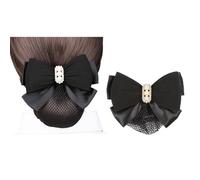 1Pcs Women Hair Snood Net Bun Cover Hairnet Satin Bow Bowknot Snood Barrette Mesh Hairnets Clip Hair Accessories
