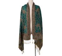 1Pcs Women Pashmina Shawls and Wraps Scarf, Soft Silky Jacquard Shawls Scarf, Paisley Women's Scarves and Wraps for Wedding Evening Dress Travel, 200 x 70cm (Green)
