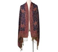 1Pcs Women Pashmina Shawls and Wraps Scarf, Soft Silky Jacquard Shawls Scarf, Paisley Women's Scarves and Wraps for Wedding Evening Dress Travel, 200 x 70cm (Red+Black)
