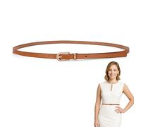 1Pcs Women Skinny Leather Belt for Dresses Adjustable Thin Waist Belt with Gold Buckle Women's Skinny PU Leather Camel Thin Belts Ladies Belts for Dresses Jeans Pants Coat T-shirts Skirts (105cm)