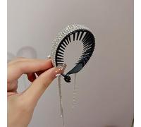 1Pcs Womens Crystal Rhinestone Hair Clips Claw Clamp Bun Net Ponytail Holder Hairpin (SILVER)