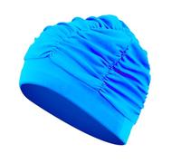 1PCS Women's Pleated Swim Cap Swimming Cap Long Hair Large Swimming Cap for Swimming, Surfing, Bathing and Shower (Light blue)
