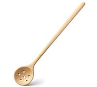 1pcs Wooden Slotted Spoons,10.9 inch 100% Natural Wood Long Handle Spoons | Round Jam Spoons, Olive Spoons Korean Style with Slots for Soup Cooking Mixing Stirrer Mukbang Kitchen Tools Utensils