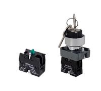 1PCS XB2-BG Series 22MM Key Operated Rotary Button Switch Self-locking Reset Selector 2/3 Positions NO NC BG21 BG33 53(BG21 Lock 2P 1NO,Silver)