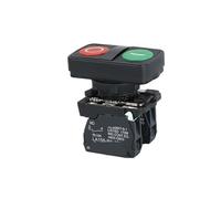 1pcs XB4 22mm Emergency Stop Button Switch Double Button Switch with Light Momentary Self Reset Mushroom Power Push Button Switch 10A(Double No Light A,1NO,12 V)