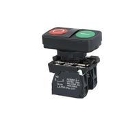 1PCS XB4 Double Button Switch with Light 22mm Emergency Stop Button Switch Momentary Self Reset Mushroom Power Push Button Switch 10A(Double No Light A,1NO1NC,12 V)