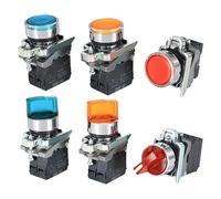 1pcs XB4 Illuminated Knob Switch 2 Gears 3 Gears Normally Open Normally Closed Mechanical Button Switch Self-lock LED Button Switch(Knob 2,2NC_DVPCOPM-SL_220 V)