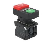 1Pcs XB5 Illuminated 1Flat 1High Push Double Key Button Momentary Switch Voltage 220V 24V Start Stop Reset with Lamp 22mm 1NO1NC(2,24V) industrial