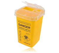 1PCS Yellow 1 litre sharps bin, small sharps bin small, needle disposal box, needle box disposal travel sharp bins Disposal waste bines with lock buckle for Needle Destruction