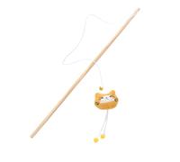 1Pcs yellow Cat wooden pole animal shape plush cuddly cat stick with bell interactive pet supplies Nice processing
