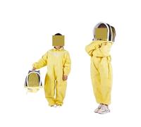 1PCS Yellow Cotton Jumpsuit Children's Bee-proof Suit Space Suit Anti-bee Cap Beekeeping Tools ,Full Protection(80-130cm)