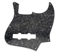 1Pcs Yootones 10 Hole Jazz Bass J Bass Pickguard for USA/Mexican Fender Jazz Bass (3Ply Black Pearl)