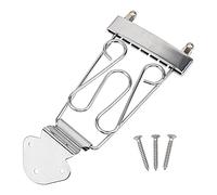 1Pcs Yootones 6 String Trapeze Tailpiece Guitar Bridge with Screws Vine Pattern Compatible with Jazz Archtop Electric Guitars (Silver)