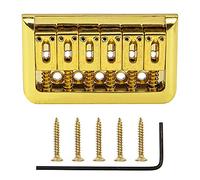 1Pcs Yootones Electric Guitar Hardtail Fixed Bridge Assembly Compatible with 6 String Fender Strat Stratocaster Tele Telecaster Guitar Parts (Gold)