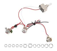 1Pcs Yootones Guitar Wiring Harness Set Prewired 500K Pots 3 Way Toggle Switch Wiring Harness Kit with 6.35 Output for Electric Guitar (White hat)